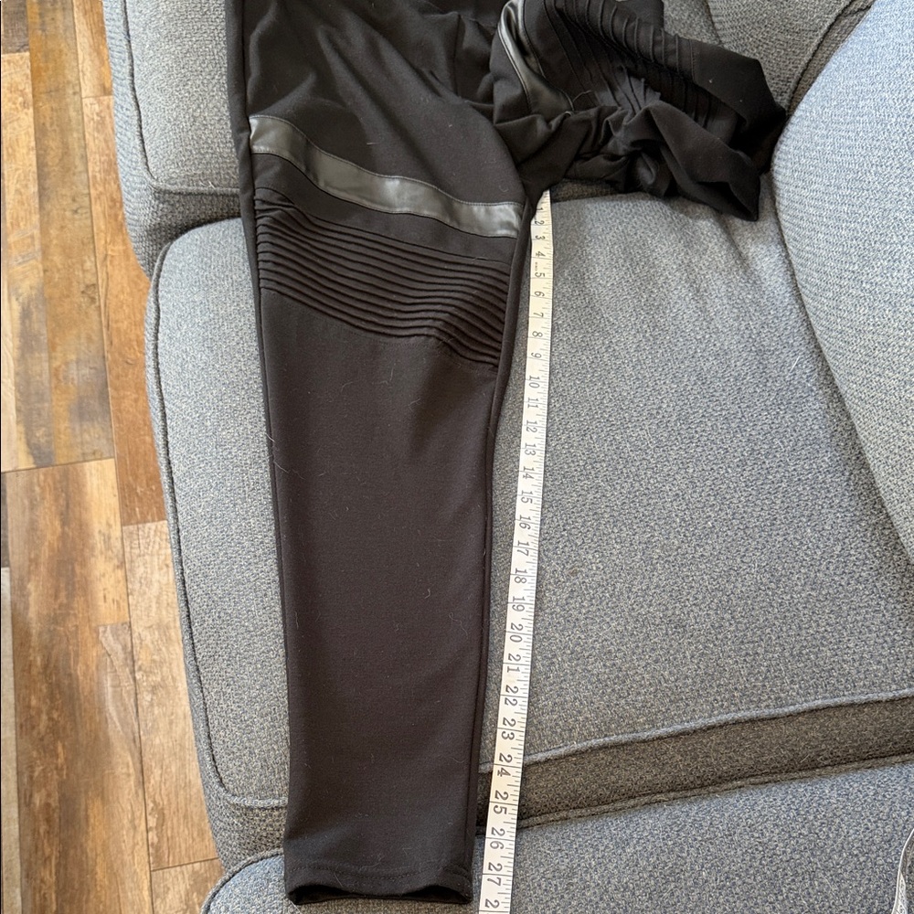INC: Black Leggings with Leather look Accents size XL - Picture 7 of 7